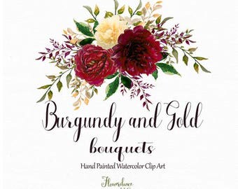 Burgundy And Gold Watercolor Clipartburgundy Flower Clipartmarsala Bouquet Clipart Burgundy And Gold Watercolor Clipartburgundy Flower Clipartmarsala Bouquet Clipart