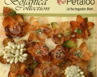 Vintage fabric flowers mocha Botanica Mini Small Sugared Flowers (11pcs) accent flowers applique flowers embellishments 1131-123