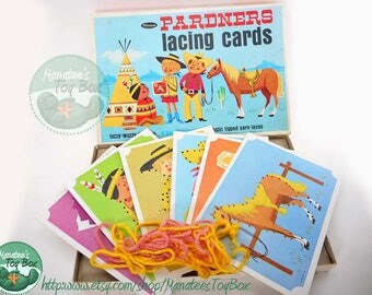 Vintage 1960s Pardners Lacing Cards: Old West Images by Whitman 1968 Complete