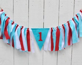 Cat in the Hat birthday banner - boy birthday banner - Dr Suess Banner - Dr Suess 1st birthday banner -1st birthday photo prop