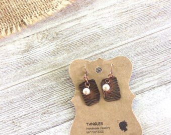 Patina Copper &Pearl Earrings