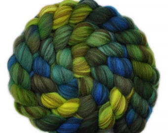 Hand painted roving - Shetland Humbug wool spinning fiber - 3.9 ounces - Well-Wishers 2