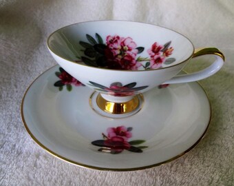 Vintage Seltmann Bavaria Teacup and Saucer with Azaleas