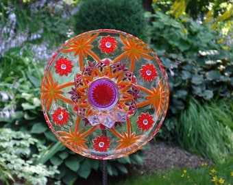 Repurposed Garden art, handmade Garden Sculpture, Repurposed Décor and Glass Yard Art sun catcher with recycled glassware