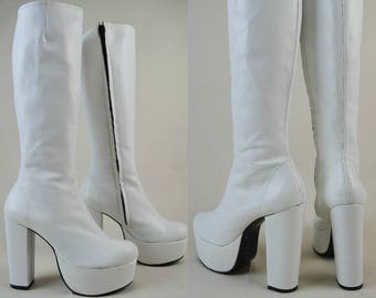 70s knee high platform boots