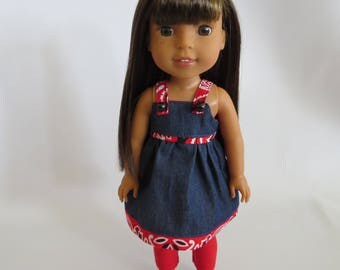 Made To Fit Like 14.5" Wellie Wishers Doll Clothes: Wellie Wishers Doll Sundress; Sundress for AG Wellie Wishers Doll; Doll Dress