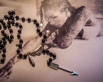 Rosary feather arrow peace and love Indian wings