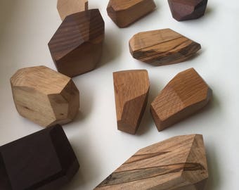 Wood worry stone, geometric wooden fidget toy