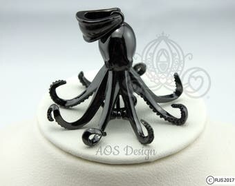 Pick A Pearl Cage Necklace Octopus Black Gold Plated Locket Charm Necklace Ocean Sea Creature Beach Ursula Villain