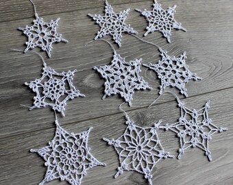 Set of 9 crochet snowflakes