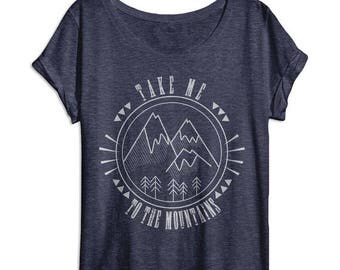 End of Summer SALE Womens Shirt - Take Me To The Mountains - Outdoors Shirt - Hiking - Camping Shirt - Vintage Clothing - Nature - Ladies