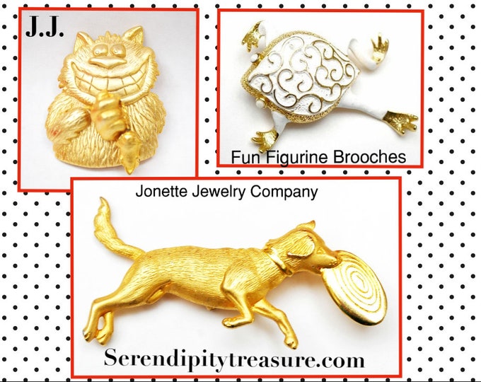 Frog Brooch - white enamel - gold plated -JJ Jonette Jewelry Company- figurine pin - signed