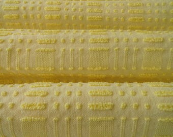 Yellow Morgan Jones Dot Dash Vintage Chenille Bedspread Fabric Piece...12 x 18"
