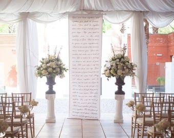 Handwritten Calligraphy Style Wedding Ceremony Backdrop Aisle Runner For Your Altar With Vows Love Poems Handwritten Calligraphy Style Wedding Ceremony Backdrop Aisle Runner For Your Altar With Vows Love Poems