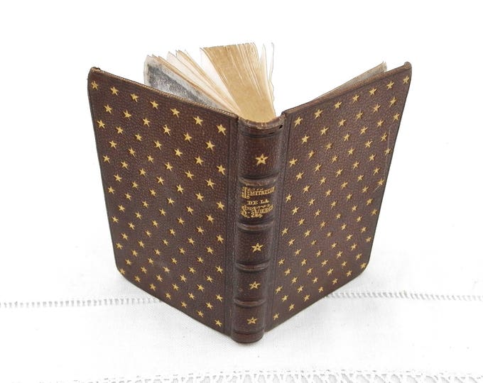 Antique Religious Book with Leather Cover Decorated with Gold Stars "Imitation Sainte Vierge" 1859 The Imitation of the Blessed Virgin Mary