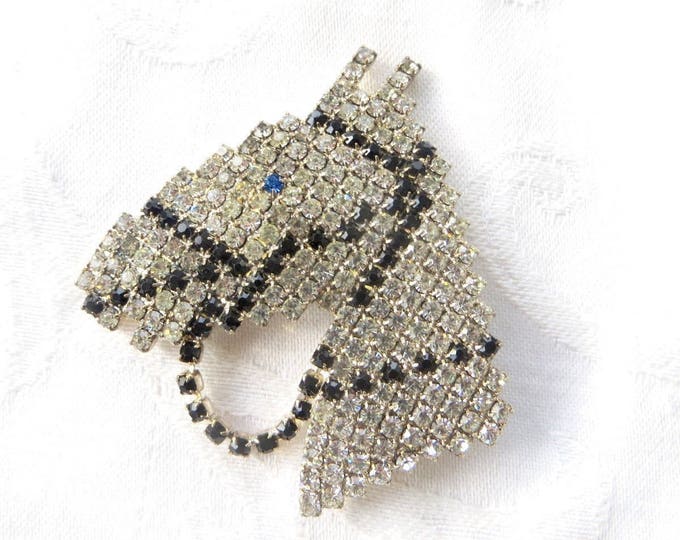 Vintage Horse Brooch, Vintage Rhinestone Horse, Equestrian Pin, Equestrian Jewelry