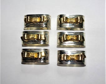 Silver Plated Two-Tone Napkin Rings - Set of 6