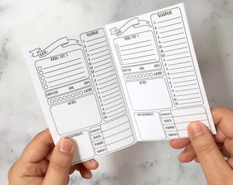 Printed - Daily TN INSERTS - Planner inserts for pocket and personal size travellers notebooks TN