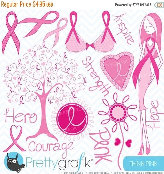 80% OFF SALE Breast cancer clipart commercial use, vector graphics, digital clip art, digital images - CL388 Il_570xn