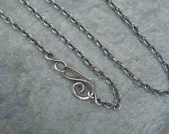 Sterling silver chain ~ Silver necklace ~ Antique silver trace chain ~ Jewellery making supplies ~ Handmade clasp ~ Fine silver chain ~