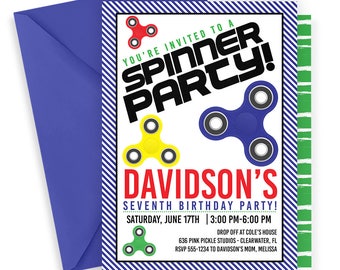 Fidget Spinner Invitation, Fidget Spinner, Spinner Invitation, Fidget Spinner Party, Spinner Party, Spinner Birthday, Hand Spinner | 636