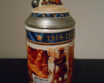 Collectors World War I Stein Anheuser Bush Budweiser, US Military Beer Stein, Collectible Beer,