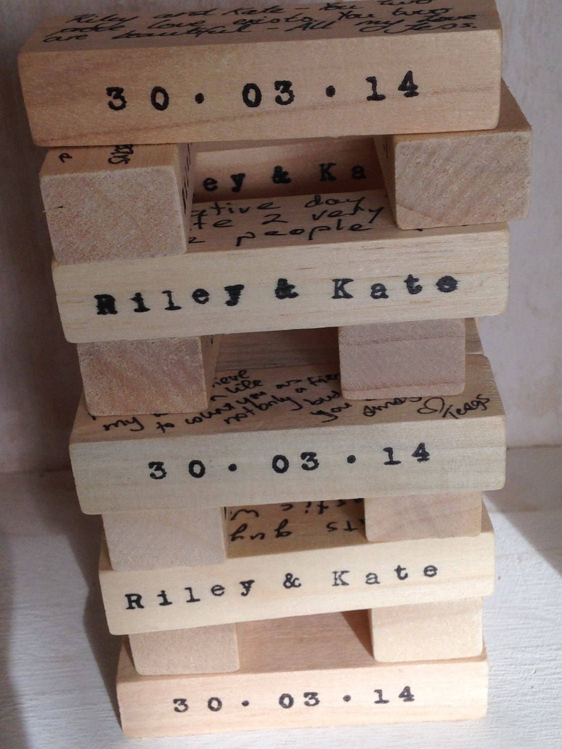 100 Block Custom wood Jenga set Hand stamped Personalised