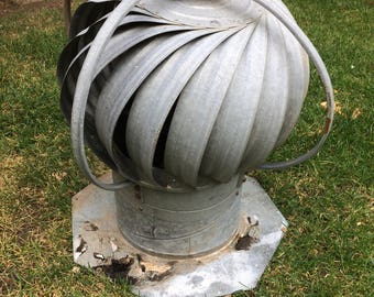 Vintage Galvanized Barn Roof Wind Turbine Air Vent