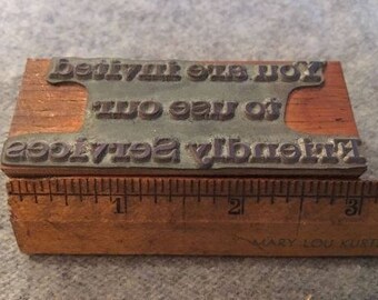 Vintage Letterpress Printers Block You Are Invited To Use Our Services Type