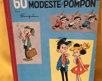 Rare collectors books Franquin 60 Aventures De Modeste et pompon France // 1958 / Imprimé en Belgique.