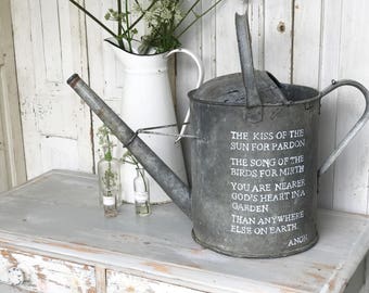 Hand painted vintage metal zinc watering can for the garden