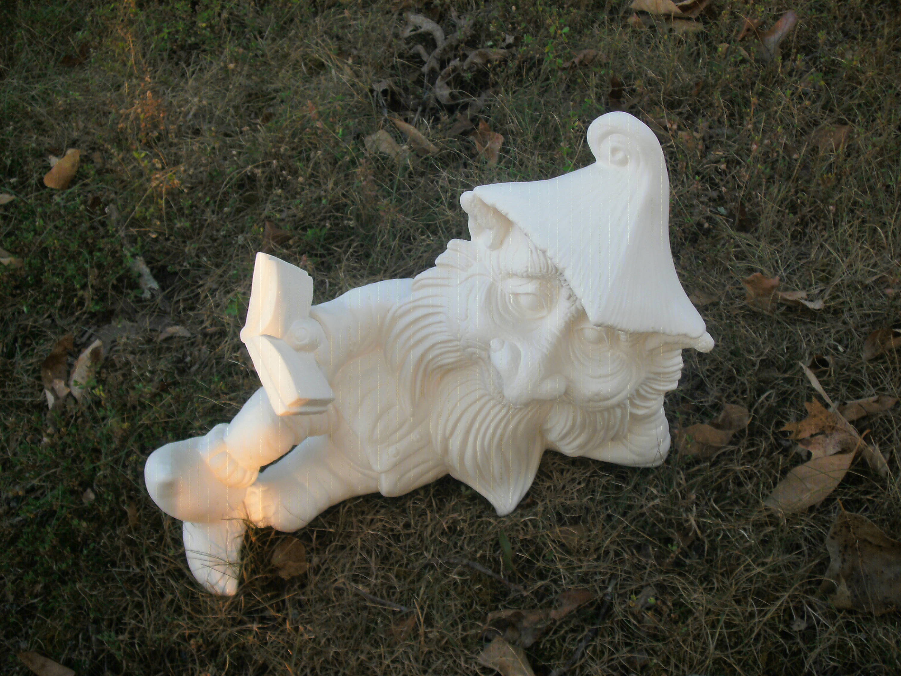 Ready to paint ceramic bisque gnome reading Outdoor garden gnome gifts for her garden ceramic