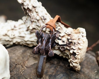Copper Bone Necklace with Smokey Quartz