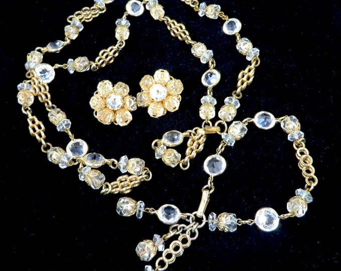 Bridal Jewelry Set, Crystal Necklace, Bracelet, Earrings, Vintage Eisenberg Jewelry, High End Jewelry Set, Gift for Her