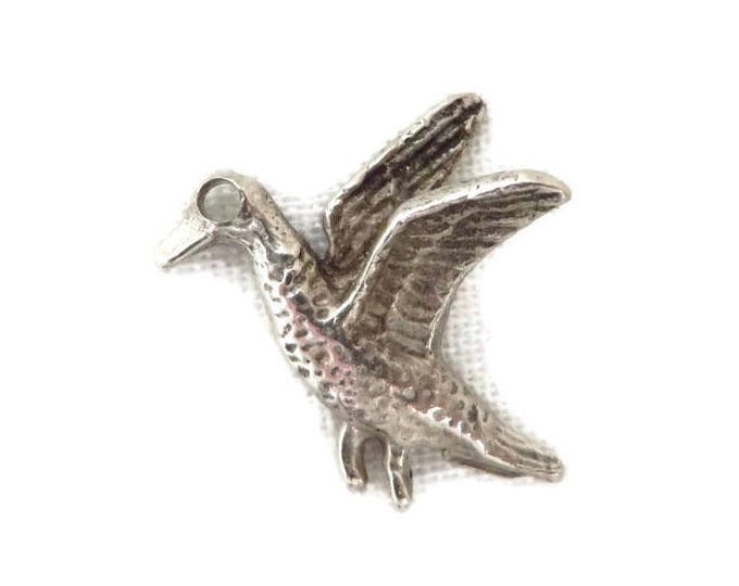 Sterling Silver Bird Charm, Vintage 3D Flying Bird Pendant, Charm Bracelet, Gift idea