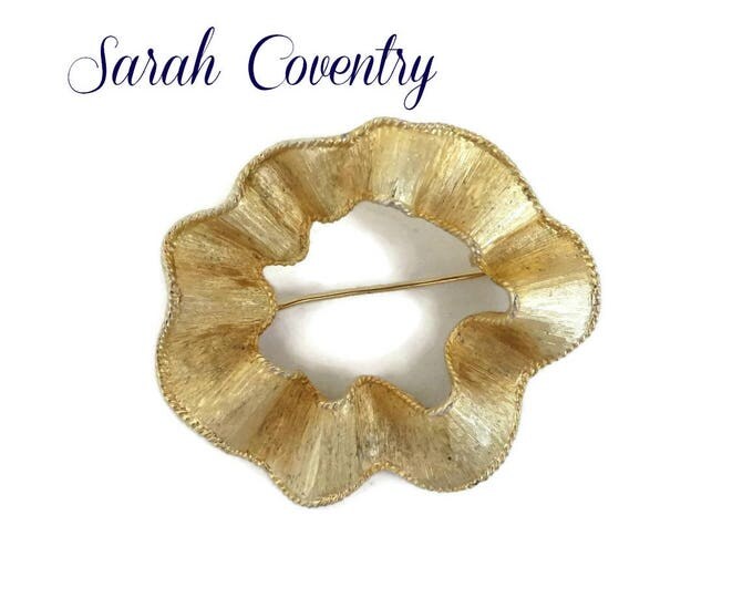 Abstract Circle Brooch - Vintage Sarah Coventry Gold Tone Circle Pin, Gift for Her, Gift Box