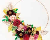 Hoop Bridal Bouquet Alternative Paper Flower wedding vintage carnival fairground boho bohemian woodland whimsical enchanted forest copper