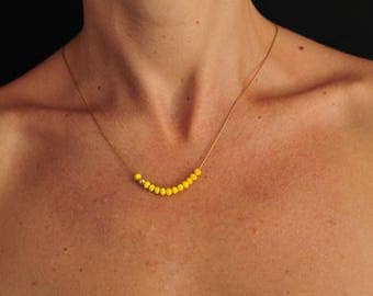 Gold plated 45 cms and minijoaillerie yellow Crystal Necklace