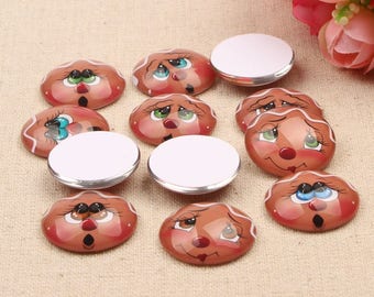 X 6 face mix color 12mm Cabochons