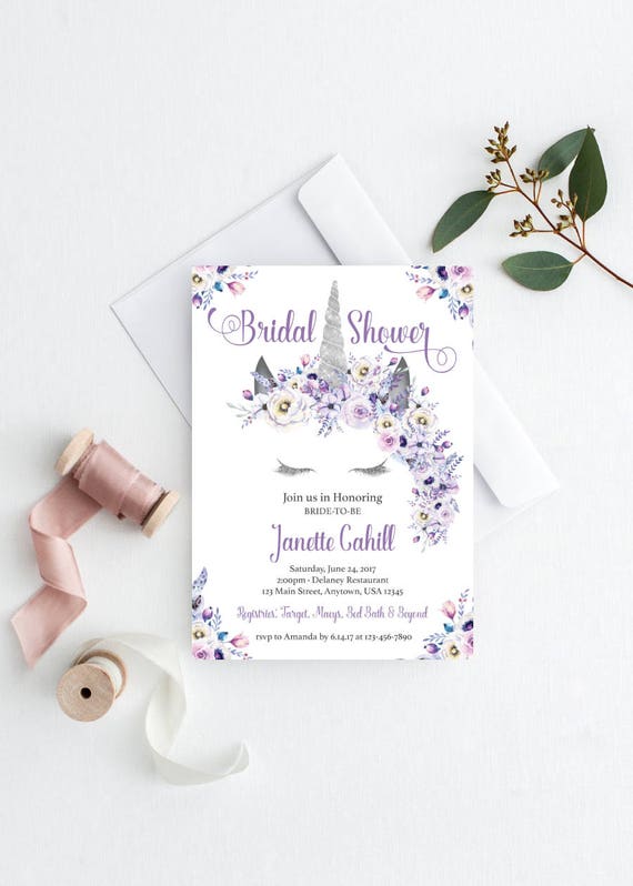 Unicorn Bride Unicorn Invitation Unicorn Bridal Shower