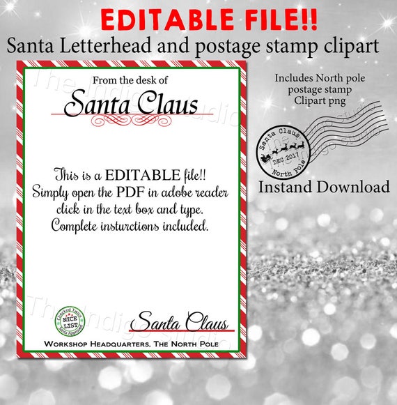 Christmas Santa Letterhead and Canceled North Pole Postage