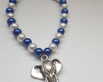 Elephant bracelet, blue bracelet , white bracelet, pearl wrap bracelet, pearl bracelet, beaded bracelet, bohemian jewellery, bobo bracelet