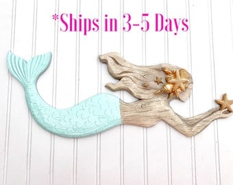 Large Mermaid - Mermaid Sign - Mermaid Decor - Bathroom Decor - Bedroom Decor - Beach Decor - Coastal Decor - Girls Room - Nursery
