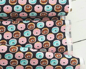 Sevenberry Mini Prints -Doughnuts (Black Background) - Robert Kaufman
