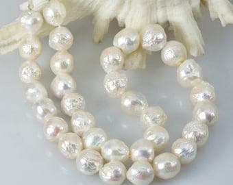 445 ct Kasumi White FRESHWATER PEARLS 16.9 inch STRAND Nucleated Baroque China