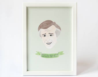 Alan Partridge Print · Illustrated Watercolour Style Print · TV Character Alan Partridge Quote Portrait Print