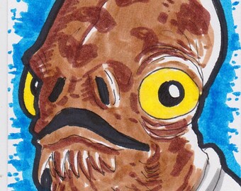 Admiral Ackbar Star Wars ACEO trading card2 1/2" x 3 1/2"