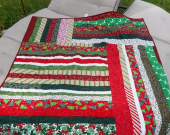 Christmas, Winter Lap Quilt, Tablecloth, Housewarming Gift, REDUCED