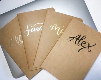 Custom Name【Embossing】Kraft Paper Journal / Unlined Notebook / A5 60 pages