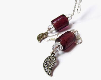 Purple pendulum earring, Bohemian shoulder duster, Filigree leaf dangle, Silver chain tassel earring Statement crystal earring, Bead jewelry